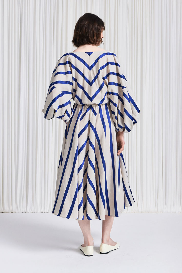 The Sonnet Dress in Blue Linen Awning Stripe – palmer//harding