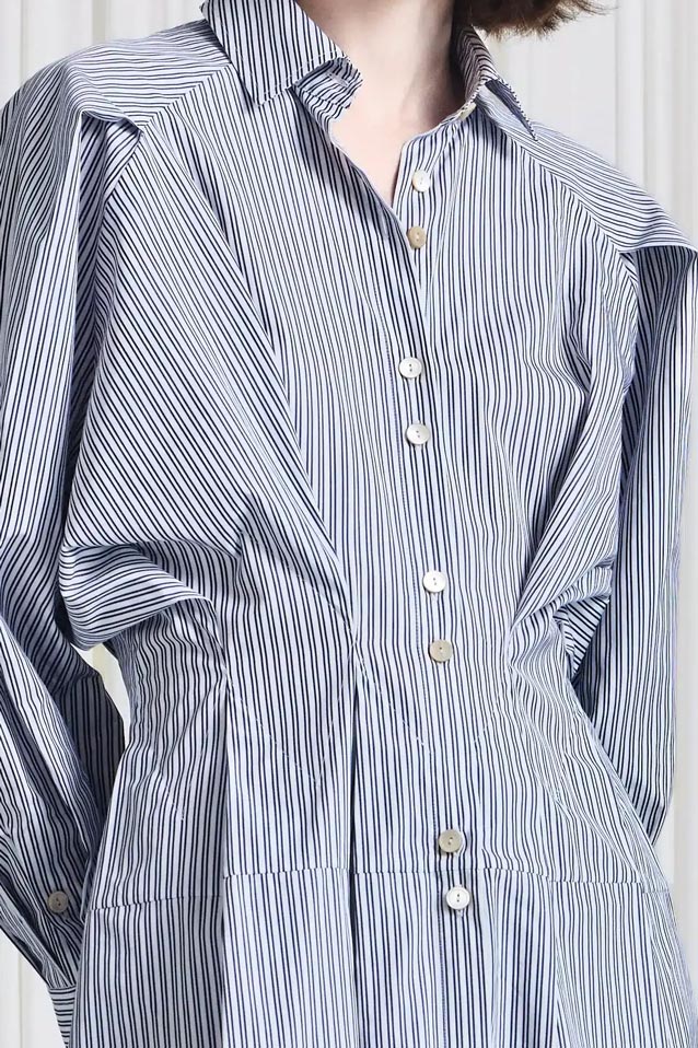 The Vessel Dress in Navy Striped Cotton Poplin – palmer//harding