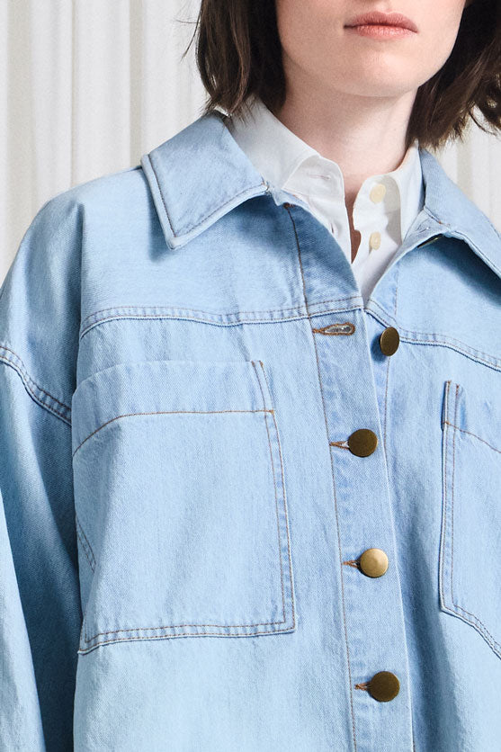 The Trace Denim Jacket in Stonewash Denim – palmer//harding