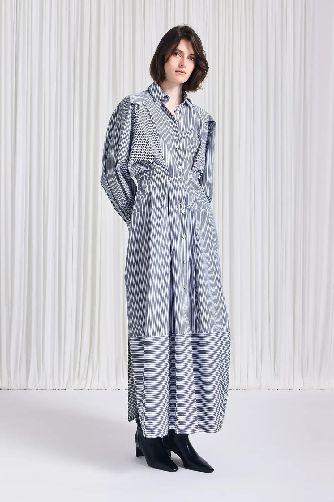 The Vessel Dress in Navy Striped Cotton Poplin – palmer//harding