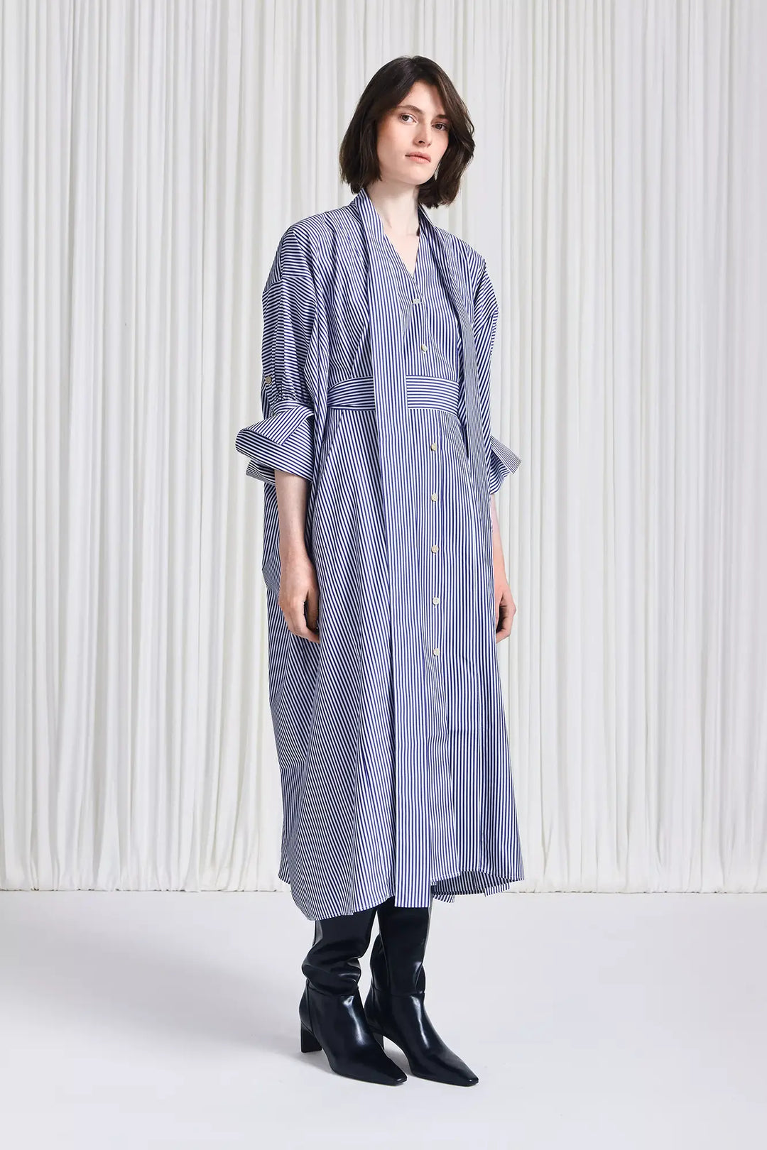 The Emotive Dress in Blue Striped Cotton Poplin – palmer//harding