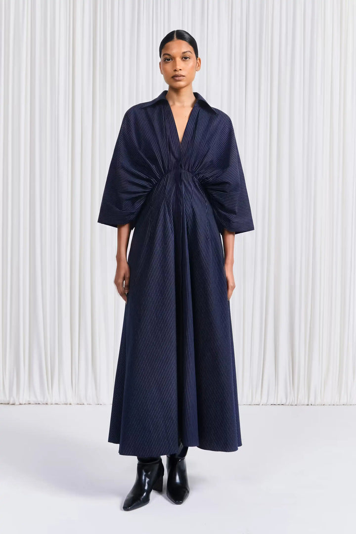 The Resilient Dress in Navy Pinstripe Cotton Poplin – palmer//harding