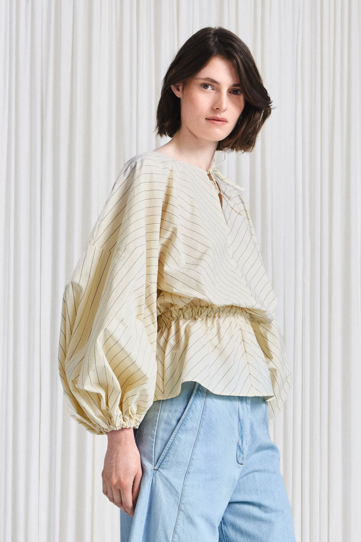 The Sonnet Top in Cream Cotton Pinstripe – palmer//harding