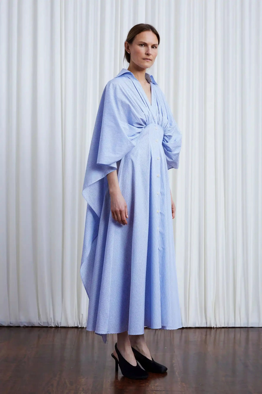 The Resilient Dress in Blue Cotton Poplin Stripe – palmer//harding