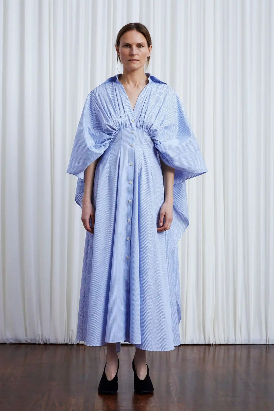 The Resilient Dress in Blue Cotton Poplin Stripe – palmer//harding