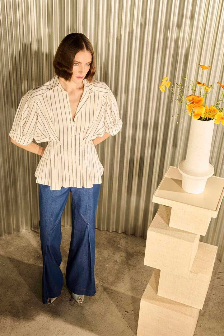 The Vessel Shirt in Brown Striped Cotton Poplin – palmer//harding