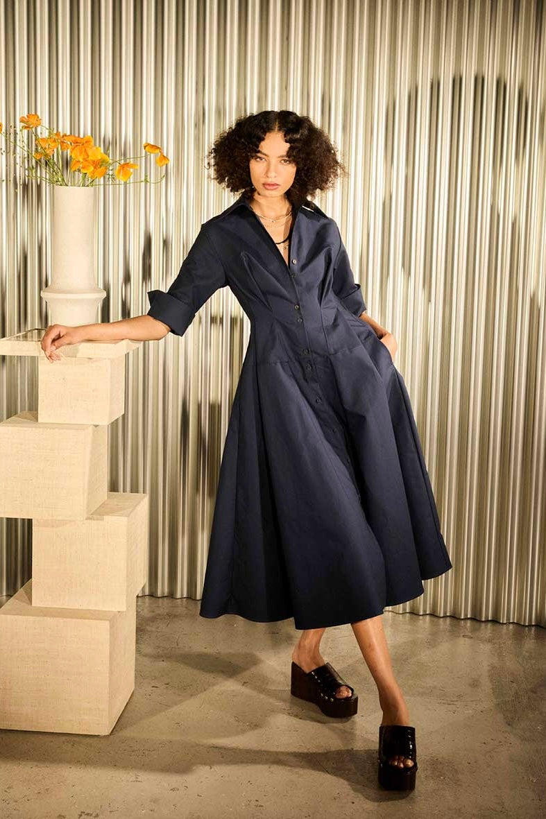 The Contour Dress in Navy Cotton – palmer//harding