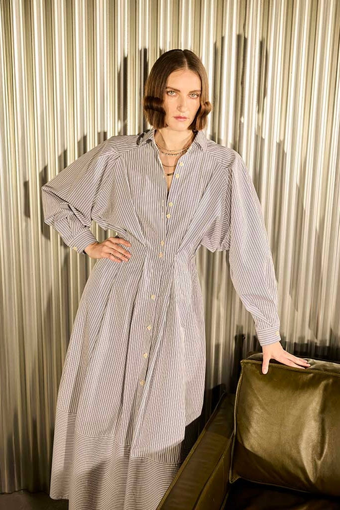 The Vessel Dress in Navy Striped Cotton Poplin – palmer//harding
