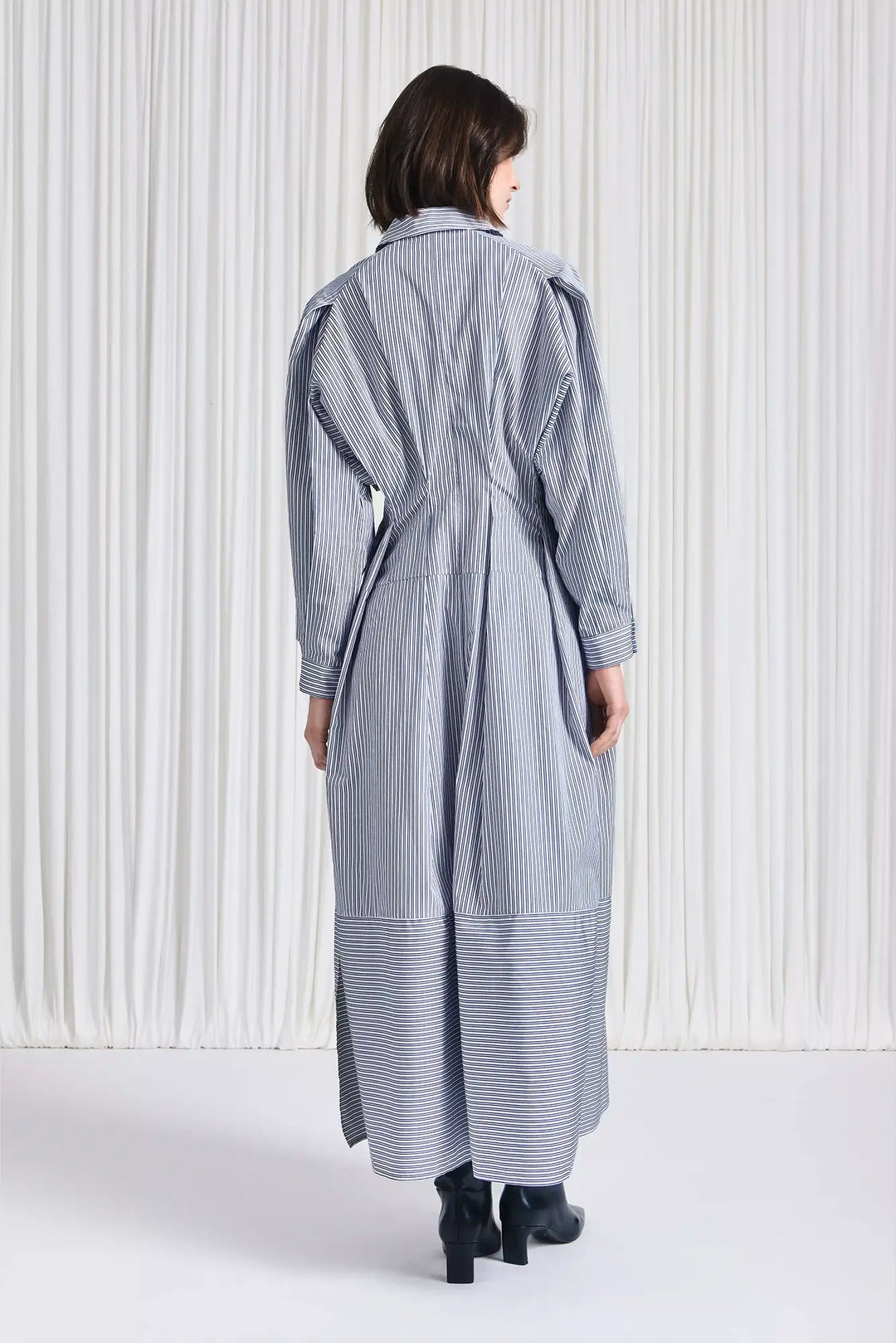 The Vessel Dress in Navy Striped Cotton Poplin – palmer//harding