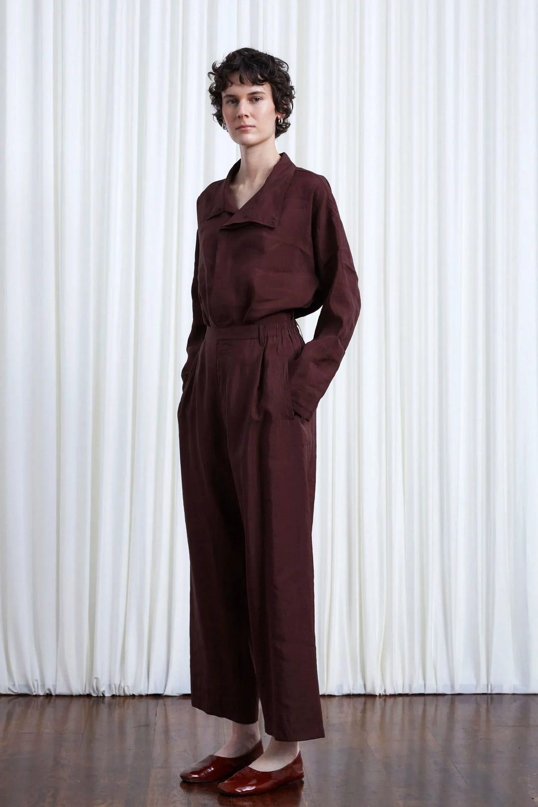 The Sanctuary Trousers in Oxblood Habotai Silk – palmer//harding