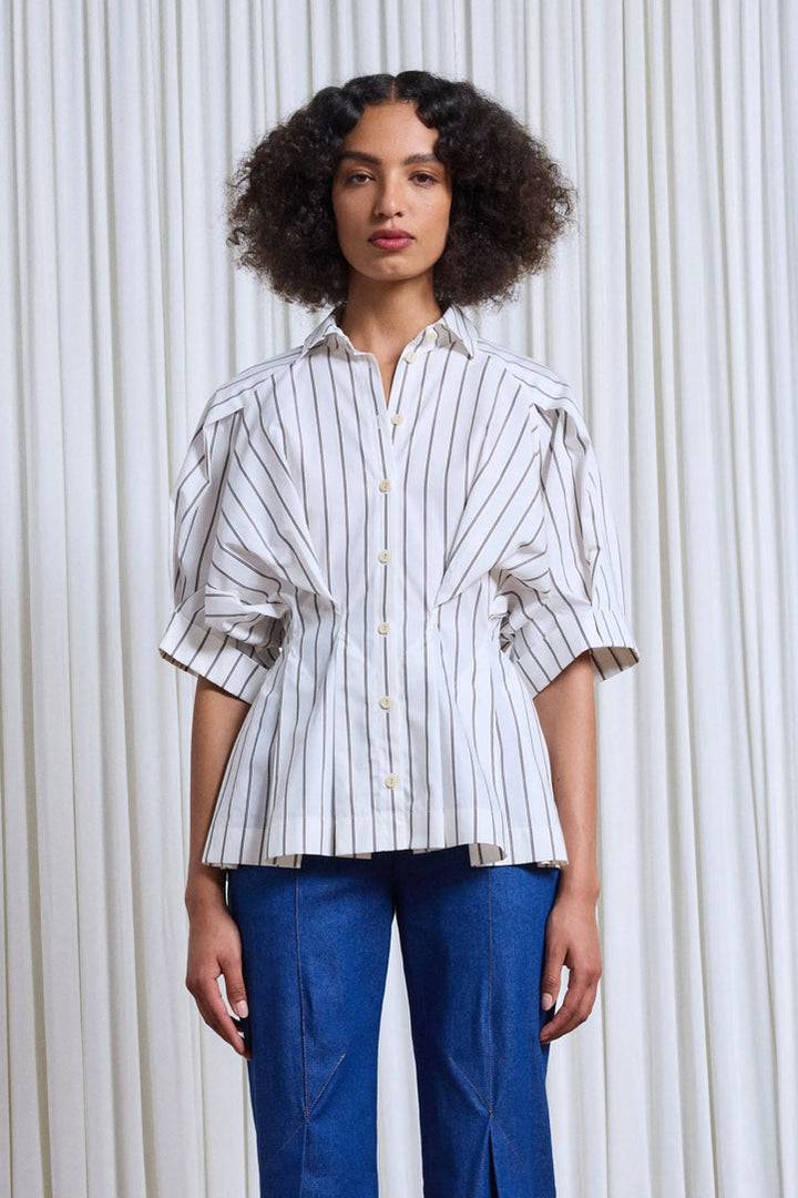 The Vessel Shirt in Brown Striped Cotton Poplin – palmer//harding