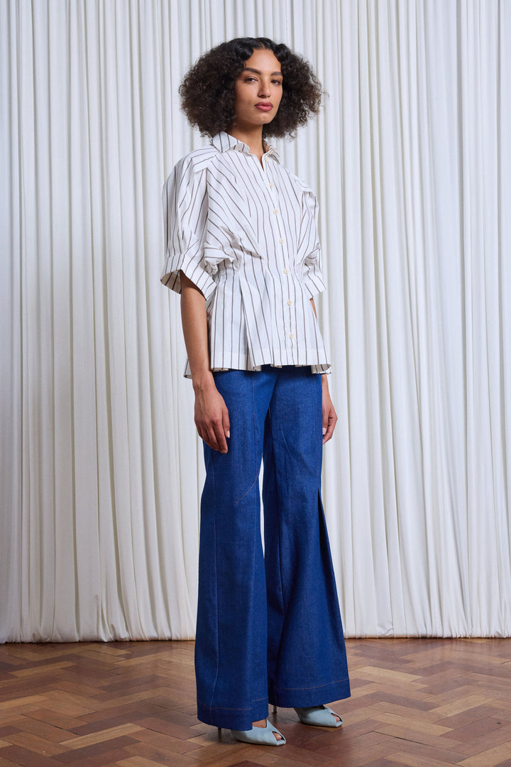 The Vessel Shirt in Brown Striped Cotton Poplin – palmer//harding
