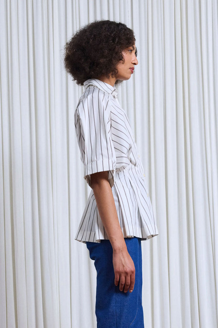 The Vessel Shirt in Brown Striped Cotton Poplin – palmer//harding