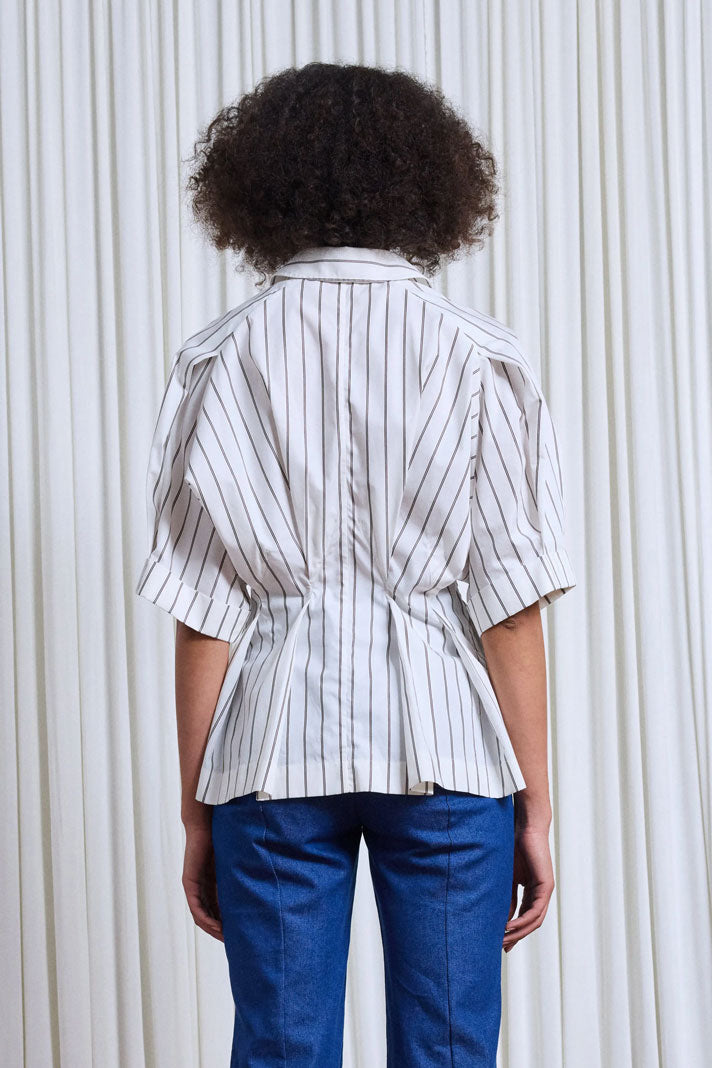 The Vessel Shirt in Brown Striped Cotton Poplin – palmer//harding