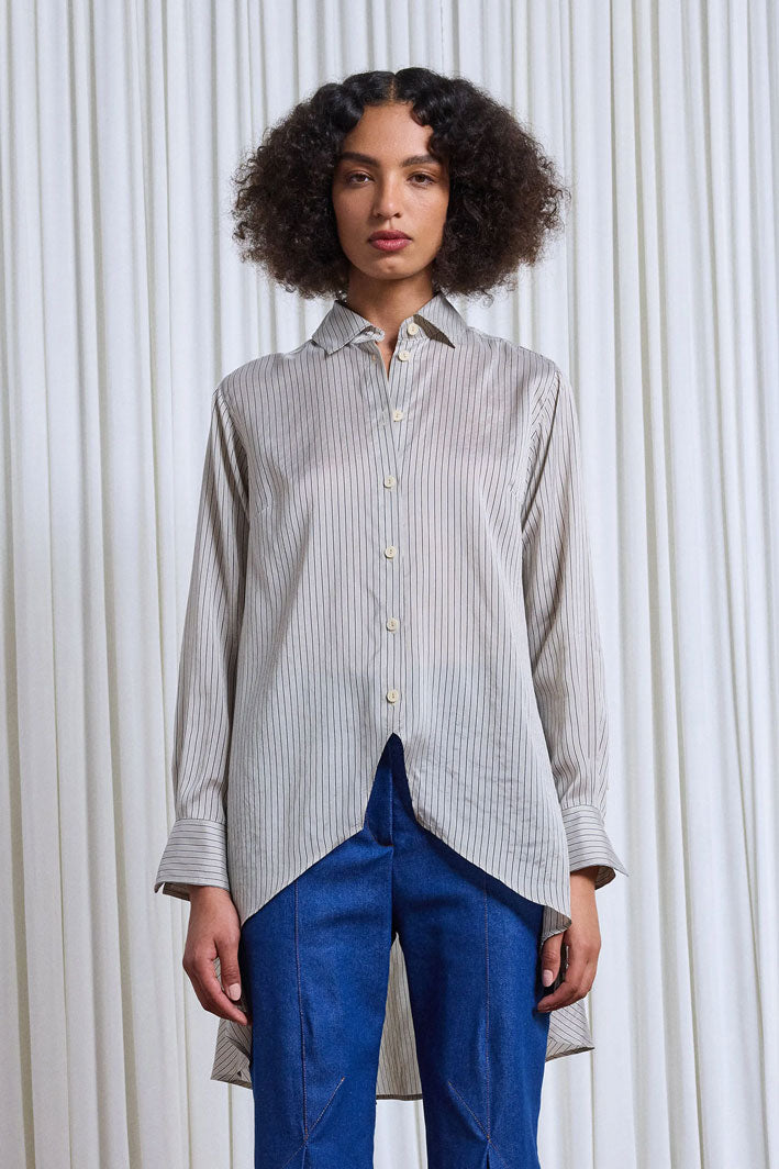 The Rhythm Shirt in Beige Silk Stripe – palmer//harding