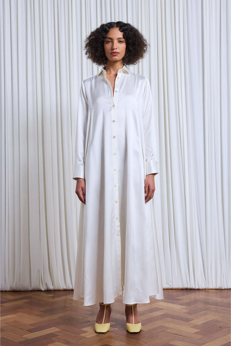 Rhythm Dress in Ivory Satin Viscose – palmer//harding