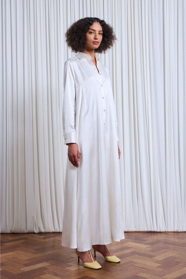 Rhythm Dress in Ivory Satin Viscose – palmer//harding