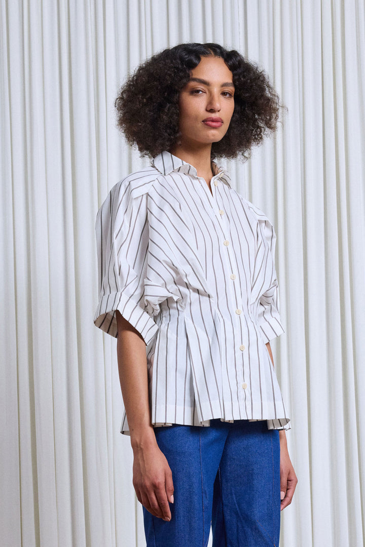 The Vessel Shirt in Brown Striped Cotton Poplin – palmer//harding