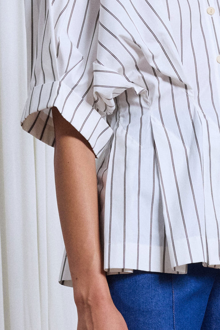 The Vessel Shirt in Brown Striped Cotton Poplin – palmer//harding