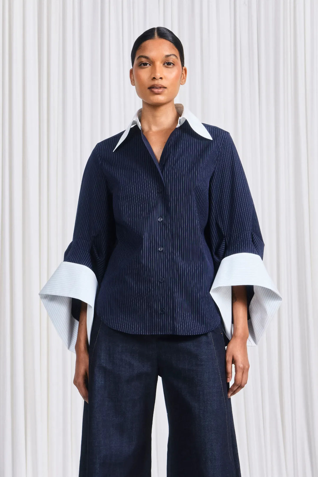 The Intention Shirt in Navy Striped Cotton – palmer//harding