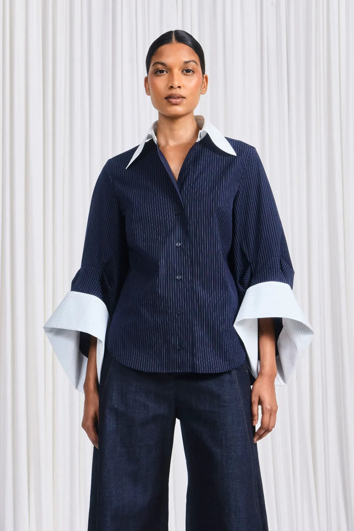 The Intention Shirt in Navy Striped Cotton – palmer//harding